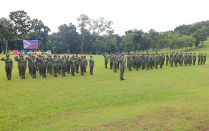 <p><strong>READY FOR POLL DUTIES.</strong> Police personnel in the Bangsamoro Autonomous Region in Muslim Mindanao (BARMM) line up in a formation in this undated photo as they get ready for security duties in the upcoming Barangay and Sangguniang Kabataan Elections next month. Brig. Gen. Allan Nobleza, BARMM police regional director, said on Thursday (Sept. 28, 2023) that a security assessment is ongoing for the proper deployment of the police field forces for the polls.<em> (Photo courtesy of PRO-BARMM)</em></p>