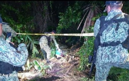 <p><strong>ENCOUNTER</strong>. Philippine Army troops scour the site of a clash with the Communist Party of the Philippines- New People's Army (NPA) in a remote barangay of Leon, Iloilo in August. Leon Municipal Police Station officer-in-charge PLt. Danilo L. Noca said three rebels were killed in another encounter in a far-flung area of Leon town on Friday (Sept. 29, 2023). <em>(File photo courtesy of P/Lt. Danilo L. Noca/Leon MPS)</em></p>