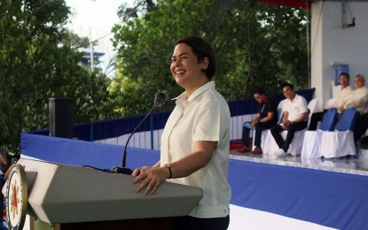 <p><strong>VP SARA IN CARAGA</strong>. Vice President Sara Duterte graces the 122nd Police Service Anniversary celebration at the Police Regional Office in the Caraga Region on Wednesday (Oct. 4, 2023). In her speech, Duterte underscores the importance of the confidential funds in achieving peace and order in the country. <em>(Photo courtesy of PRO-13 Information Office)</em></p>