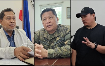 <p><strong>BSKE PREPARATIONS.</strong> Officials in Lanao del Sur province on Thursday (Oct. 12, 2023) give updates related to peace and order concerns for the forthcoming Barangay and Sangguniang Kabataan Elections (BSKE) in the area on Thursday (Oct. 12, 23). Updating the media and public are Election Supervisor and lawyer Udtog Tago (from left); Col. Bill Dela Rosa, deputy commander of the 103rd Infantry Brigade; and Vice Gov. Mohammad Khalid Adiong. <em>(PNA photo by Nef Luczon)</em></p>