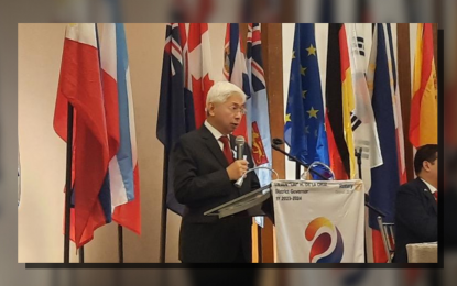 <p><strong>MORE FDIS</strong>. Trade Secretary Alfredo Pascual delivers his keynote speech during the meeting of Rotary Club Manila at Manila Polo Club on Thursday (Oct. 12, 2023). Pascual said he is optimistic about the country's foreign direct investment inflows amid the government's strong investment promotion activities abroad. <em>(PNA photo by Kris Crismundo)</em></p>