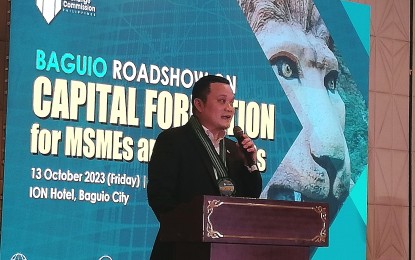 <div dir="auto"><strong>SUPPORT TO MSMEs</strong>. Commissioner Karlo Bello of the Securities and Exchange Commission (SEC) on Friday (Oct. 13, 2023) said the agency is moving to different regions to bring services closer to the people by pushing forward the thrust towards financial inclusion. The SEC roadshow on capital formation for micro, small and medium enterprises and startups aims to link small businesses to possible funders that will allow former to grow. <em>(PNA photo by Liza T. Agoot)</em></div>