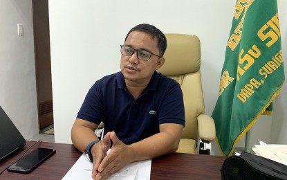 <p><strong>PROTECTING SIARGAO BIODIVERSITY.</strong> Samuel Malayao, protected area supervisor of the Project Management Office of the Department of Environment and Natural Resources in the Caraga Region, emphasizes the vital role of the Siargao Island Protected Landscape and Seascape (SIPLAS) in the biodiversity protection and conservation in Siargao Island during an interview Friday (Oct. 13, 2023). The SIPLAS covers some 283,974.77 hectares of protected areas in Siargao, an island considered one of the top tourist destinations in the country. <em>(PNA photo by Alexander Lopez)</em></p>