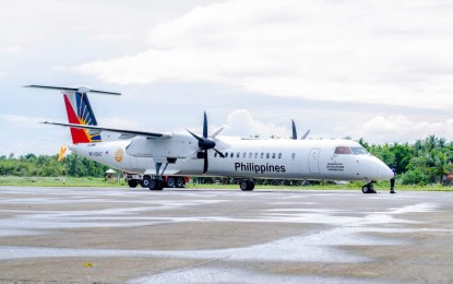 <p><strong>NEW FLIGHTS.</strong> An aircraft of the Philippine Airlines arriving at the Borongan City Airport in this undated photo. The Philippine Airlines (PAL) announced its plan to offer additional flights to Borongan City, the capital of Eastern Samar province, starting July 2024. <em>(File photo)</em></p>