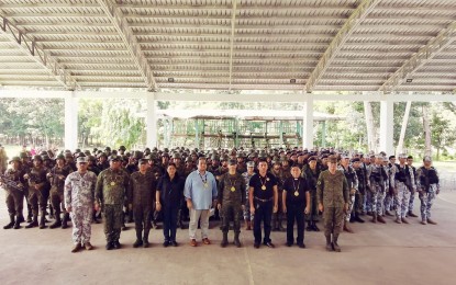 <p><strong>JOINT SECURITY FORCES</strong>. Hundreds of troops from the Armed Forces of the Philippines, Philippine National Police, and Philippine Coast Guard are now deployed in Negros Oriental to secure the Barangay and Sangguniang Kabataan Elections on Oct. 30, 2023. One of their tasks is to ensure the safe delivery of the ballots to be used in the upcoming elections. <em>(PNA photo by Mary Judaline Flores Partlow)</em></p>