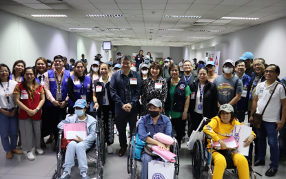 <p><strong>REPATRIATES.</strong> The second batch of overseas Filipino workers from Israel, composed of 14 caregivers and four hotel workers, arrives at the NAIA Terminal 3 via Etihad flight EY 424 on Oct. 20, 2023. Each repatriated OFW received PHP20,000 worth of cash aid and food assistance worth from the Department of Social Welfare and Development. <em>(Photo courtesy of DMW)</em></p>