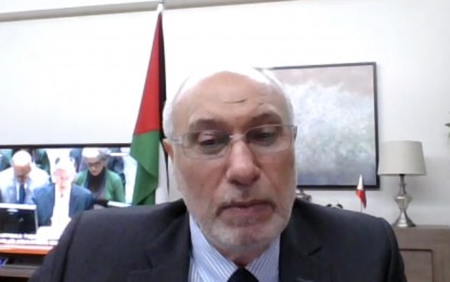 <p>Palestinian Ambassador to the Philippines Saleh Mohammad <em>(Zoom screenshot)</em></p>