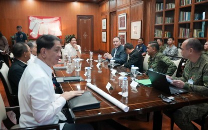 <p><strong>COMMAND CONFERENCE.</strong> President Ferdinand R. Marcos Jr. on Monday (Oct. 23, 2023) called for a special command conference of the national security and defense clusters in Malacañan to discuss the recent incident in the West Philippine Sea. During the conference, the Philippine Coast Guard was instructed to conduct a maritime investigation. <em>(Photo courtesy of PCO)</em></p>