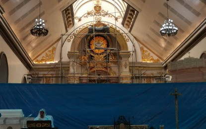 <p><strong>HERITAGE CONSERVATION.</strong> The renovation of the Cathedral of St. Catherine of Alexandria in the Diocese of Dumaguete is currently in progress. The diocese will be hosting the 13th National Biennial Convention for church heritage workers from Nov. 27-30, 2023 in Dumaguete City, Negros Oriental. <em>(PNA photo by Mary Judaline Flores Partlow)</em></p>