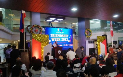 <p><strong>STRONGER TIES. </strong>Philippines-Canada Friendship Week kicks off at the Department of Migrant Workers head office in Mandaluyong City on Monday (Oct. 23, 2023).  Canadian Ambassador David Hartman, in his speech, vowed to boost mutual labor cooperation between the two countries.  <em>(Photo courtesy of DMW) </em></p>