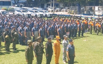 <p><strong>SECURITY FORCES.</strong> Over 900 police, military, firefighters, and other deputized responders are deployed in the Northern Mindanao Region to keep an orderly Oct. 30 Barangay and Sangguniang Kabataan Election. Commission on Elections led the turnover of the deputized personnel on Monday (Oct. 23, 2023) in Cagayan de Oro City. <em>(Photo courtesy of PRO-10)</em></p>