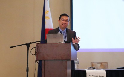 <p><strong>NEW POLICY</strong>. Trade Undersecretary Ceferino Rodolfo delivers his keynote speech during an economic dialogue between the Philippines and Japanese business groups at the Peninsula Manila in Makati City on Tuesday (Oct. 24, 2023). Rodolfo said the Board of Investments is drafting a policy to give incentives to modernization projects in agricultural plantation. <em>(PNA photo by Joey O. Razon)</em></p>