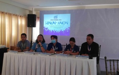 <p><strong>SALT PRODUCTION</strong>. Department of Trade and Industry officials in Antique, led by provincial director Mutya Eusores (center), gather for a media conference at the Antique National School Teachers and Employees Cooperative building in San Jose de Buenavista on Tuesday (Oct. 24, 2023). Trade and Industry Development Specialist Gevi Kristina Sandoy (2nd from left) said four towns in Antique would serve as co-operators for the shared service facilities for iodized salt production. (<em>PNA photo by Annabel Consuelo J. Petinglay)</em></p>
<p> </p>