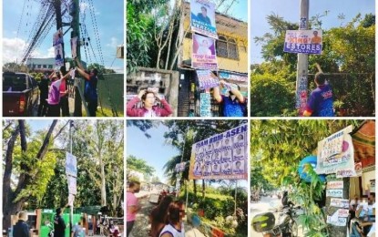 <p><strong>PROHIBITED.</strong> Personnel of the Commission on Elections take down illegal campaign posters during the Oplan Baklas operation in Bacolod City on Oct. 20, 2023. Campaign materials become illegal when posted in restricted public areas and when bigger than prescribed by the Omnibus Election Code. (<em>Photo courtesy of Comelec Bacolod City</em>)</p>