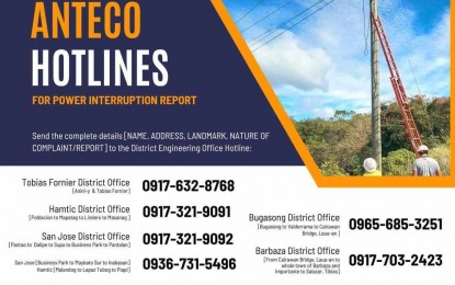 <p><strong>NO POWER FAILURE.</strong> The Antique Electric Cooperative (Anteco), the lone electric power distribution utility in the province, assures there is no power outage during the Barangay and Sangguniang Kabataan Elections (BSKE) on Oct. 30. Anteco General Manager Neil Peter Veñegas, during an interview Thursday (Oct. 26, 2023), urged the public to notify them through their hotline in case of power interruption in their area. (<em>PNA photo courtesy of Antique Electric Cooperative</em>)</p>