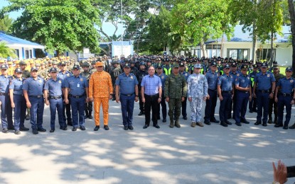 <p><strong>OFF TO ELECTION DUTY.</strong> Nearly 3,000 security forces from the Philippine National Police, Philippine Army, Coast Guard, and Bureau of Fire Protection are formally deployed on Saturday (Oct. 28, 2023) for election duty in Negros Oriental. The augmentation troops, who came from other areas of the Visayas, were sent to help secure the province for the Oct. 30 Barangay and Sangguniang Kabataan elections. <em>(PNA photo by Mary Judaline Flores Partlow)</em></p>