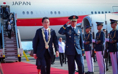 <p><strong>VITAL ALLY</strong>. Japanese Prime Minister Fumio Kishida arrives in Manila on Friday (Nov. 3, 2023) for his two-day official visit. Kishida is set to deliver a speech before the special joint session of the 19th Congress on Saturday (Nov. 4). <em>(PNA photo by Rey Baniquet)</em></p>