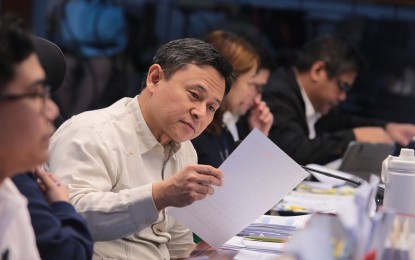 <p><strong>BUDGET DEFENSE</strong>. Senator Sonny Angara, chairperson of the Committee on Finance, answers questions as the Senate begins plenary debates on the proposed PHP5.768 trillion national budget for 2024 on Nov. 8, 2023. Angara, sponsor of the 2024 National Expenditure Program, reiterates during the questioning of the minority bloc that next year’s budget will encourage growth, slash poverty, narrow the budget deficit and reduce debt, jumpstart the economy’s transformation, and finally cement the country’s status as an upper middle-income nation.  <em>(Photo courtesy of Senate PRIB) </em></p>