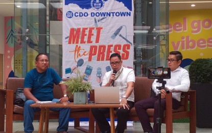 <p><strong>NEW HEAD.</strong> Abosamen Matuan (center), the new director of the Land Transportation Franchising and Regulatory Board in the Northern Mindanao Region, talks about the agency's operational updates on Wednesday (Nov. 8, 2023) in Cagayan de Oro City. Matuan said one of his agenda is to go after unregistered public utility vehicles operating in the region. <em>(PNA photo by Ercel Maandig)</em></p>