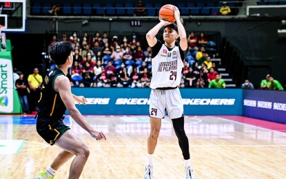 <p><strong>TOP SCORER.</strong> University of the Philippines forward Sean Aldous Torculas attempts a shot during their game against Far Eastern University in the UAAP Season 86 men’s basketball at Smart Araneta Coliseum in Quezon City on Saturday (Nov. 11, 2023). The Maroons prevailed, 81-64, with Torculas scoring a team-high 13 points as they ousted the Tamaraws from the Final Four race. <em>(Photo courtesy of UAAP)</em></p>