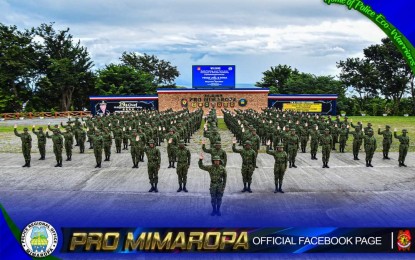 <p><strong>NEW COPS.</strong> A total of 200 new police officers take oath as members of the Police Regional Office 4B (Mimaropa) in Calapan City, Oriental Mindoro on Monday (Nov. 13, 2023). PRO 4B chief Brig. Gen. Joel Doria urged the new police officers to serve with respect and humility. <em>(Photo courtesy of PRO 4B)</em></p>