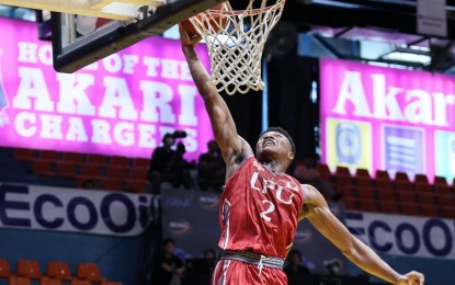 <p><strong>SEMIFINALIST</strong>. A file photo shows Lyceum of the Philippines swingman Enoch Valdez scoring on a layup in the NCAA Season 99 men's basketball tournament at the Filoil EcoOil Arena in San Juan City. Enoch scored 18 points to lead the Pirates to an 83-80 victory over the San Sebastian College Stags on Friday (Nov. 17, 2023) to clinch a semifinal seat. <em>(Photo courtesy of NCAA)</em></p>