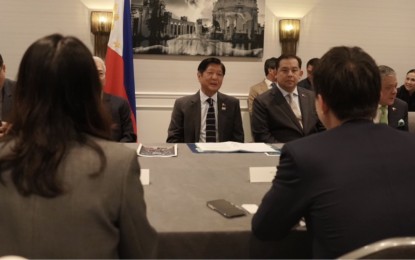<p><strong>'EDUTAINMENT' FOR PH MSMEs.</strong> President Ferdinand R. Marcos Jr. meets with TikTok executives on the sidelines of the Asia-Pacific Economic Cooperation (APEC) summit in San Francisco, California on Friday night, Manila time (Nov. 17, 2023). During the meeting, Marcos and TikTok agreed to partner for “edutainment" to promote micro, small and medium enterprises (MSMEs) in the Philippines. <em>(Photo from PBBM's official Instagram account)</em></p>