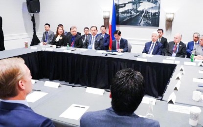 <p><strong>TECH TALKS.</strong> President Ferdinand R. Marcos Jr. (center) and Department of Trade and Industry Secretary Alfredo Pascual (to his left) lead the Philippine delegation meeting with Silicon Valley officials in San Francisco, California, USA on Nov. 15, 2023. President Marcos said that in order to keep up with the growing demand and advancements in the fields of artificial intelligence and cybersecurity, the government has been focusing on upskilling and reskilling of Filipino workers.<em> (Photo courtesy of PCO)</em></p>