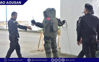 <p><strong>READINESS.</strong> Personnel of the Butuan City Police Office and the Philippine Ports Authority join the daylong simulation exercise on the bombing incident held at the Masao Port in Barangay Lumbocan of the city on Tuesday (Nov. 21, 2023). Other simulation exercises were done in Dinagat Islands and Agusan del Sur on the same day to hone the readiness of police personnel and other support agencies during emergencies in the Caraga region. <em>(Photo courtesy of PPA PMO Agusan)</em></p>
