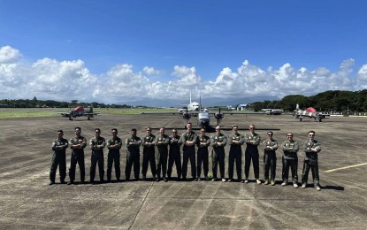 <p>Pilots and crew of the Philippine Air Force’s A29B Super Tucano, Philippine Navy’s BNI2A and Australian Defence Force's P-8 Poseidon Maritime Surveillance aircraft <em>(Photo courtesy of Western Command)</em></p>