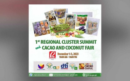<p><strong>AGRI BOOST</strong>. The Department of Agriculture in Bicol Region (DA-5) will convene 250 leaders of farmers' cooperatives and associations for the Farm and Fisheries Clustering and Consolidation (F2C2) Program summit in Naga City on Dec. 1-3, 2023. Aside from the plenary sessions, 24 farmers' cooperatives and associations invited by the DA will display various agricultural products for sale.<em> (Infographic courtesy of DA-Bicol)</em></p>