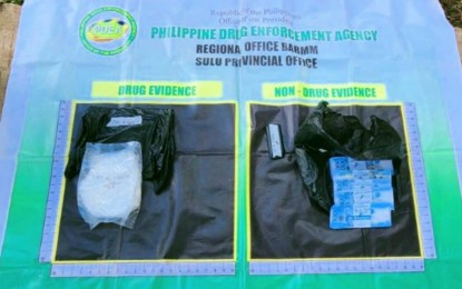 <p><strong>BUSTED.</strong> The PHP3.4 million worth of shabu in one huge sachet confiscated from a high-value target drug personality during a PDEA anti-drug sting in Panamao, Sulu on Tuesday (Nov. 28, 2003). The bust came two days after PDEA-BARMM dismantled a drug den in Cotabato City and arrested three men. <em>(Photo courtesy of PDEA-BARMM)</em></p>