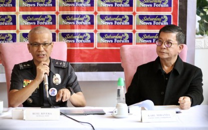 <p><strong>GOOD CONDUCT.</strong>  Bureau of Jail Management and Penology Director Ruel Rivera (left) says that around 3,000 to 5,000 persons deprived of liberty are likely to be released this month during a news forum in Quezon City Saturday (Dec. 2, 2023). The inmates will be released based on the Good Conduct Time Allowance.<em>  (PNA photo by Robert Oswald P. Alfiler)</em></p>