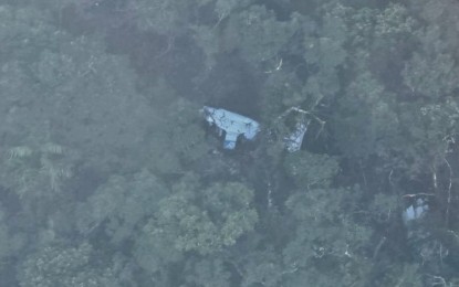 <p><strong>POSSIBLE SURVIVOR.</strong> The wreckage of the Piper plane that went missing on Nov. 30, 2023 is seen in this aerial photo in Casala, San Mariano, Isabela on Dec. 5. The Isabela Provincial Disaster Risk Reduction Management Office on Thursday (Dec. 7) said the lone passenger of the ill-fated plane appeared to have survived the crash due to a makeshift shelter near the wreckage, while the pilot was found lifeless on the site. <em>(Photo courtesy of PDRRMO Isabela)</em></p>