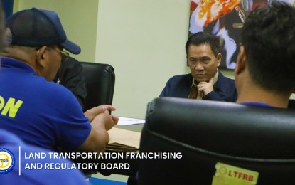 <p><strong>STRIKE DISCUSSION.</strong> Land Transportation Franchising and Regulatory Board chair Teofilo Guadiz III (2nd from right), other LTFRB officials and representatives of transport group Piston and other transport groups attend a meeting at the LTFRB central office in Quezon City on Thursday (Dec. 14, 2023). Guadiz, Piston national president Mody Floranda and others present during the meeting discussed new concessions and the deadline for consolidation on Dec. 31. <em>(Photo courtesy of LTFRB)</em></p>