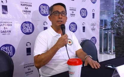 <p><strong>BRIDGE PROJECT.</strong> Presidential Assistant for Eastern Mindanao Secretary Leo Tesoro Magno tells reporters on Monday (Dec. 18, 2023) that the Samal Island-Davao City Connector (SIDC) project will push through. He noted that there is no single directive issued to stop the project.<em> (PNA photo by Robinson Niñal Jr.)</em></p>