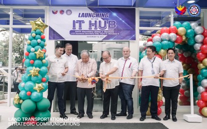 <p><strong>ROAD SAFETY CENTER.</strong> The Land Transportation Office officials launch its new IT Hub and the Road Safety Interactive Center at its Central Office in Quezon City on Monday (Dec. 18, 2023). The facility was designed to cater to younger generations with games on road signs, warnings, and other regulatory signages. <em>(Photo courtesy of LTO)</em></p>