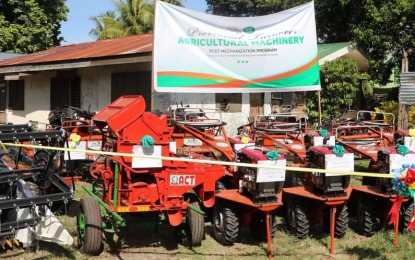 <p><strong>AGRI MACHINERY.</strong> The PHP36.9 million worth of agricultural machinery that the Department of Agriculture (DA) turned over to 21 farmers cooperatives and associations (FCAs) in Davao del Sur on Tuesday (Dec. 19, 2023). The set of machinery is expected to boost the productivity of the farmers in the province. <em>(Photo from DA-11)</em></p>