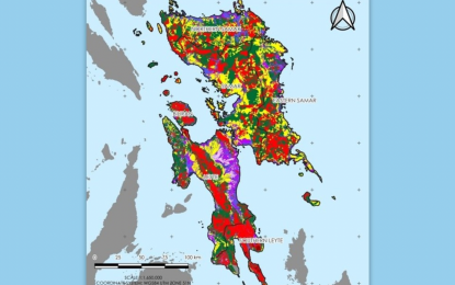 <p>The flood and susceptibility map of Eastern Visayas region. <em>(Regional Disaster Risk Reduction Management Council photo)</em></p>