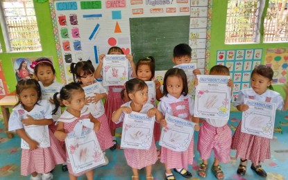 <p><strong>LEARNERS.</strong> Learners of a Child Development Center in the Municipality of Pandan show their drawings in this undated photo. Antique Vice Governor Edgar Denosta said the provincial government invested more in children for their education, protection, health, and well-being. (<em>Photo courtesy of Antique Provincial Social Welfare and Development Office</em>)</p>