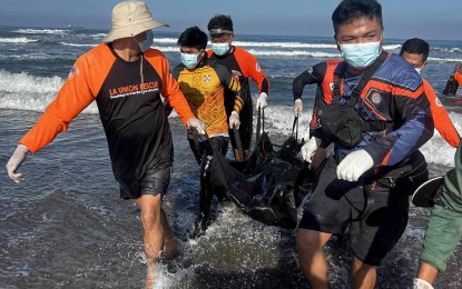 <p> </p>
<p><strong>TRAGEDY</strong>. Authorities retrieve the body of one of the five victims of drowning incidents in San Juan City, La Union on Dec. 26 and 27, 2023. The municipal government temporarily suspended water activities, except surfing in limited areas. <em>(Photo courtesy of La Union provincial government)</em></p>