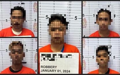 <p><strong>MALL HEIST SUSPECTS.</strong> The mugshots of the five suspects behind the robbery inside a mall in Ozamiz City, Misamis Occidental on Jan. 1, 2024 who carted jewelry and cash, amounting to PHP41.7 million. Police said an ongoing probe focuses on the masterminds. <em>(Photos courtesy of Ozamiz City Police Station)</em></p>