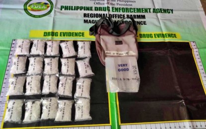 <p><strong>SEIZED.</strong> The 20 packs of shabu seized by anti-narcotics agents from a certain 'Dhats' who managed to escape during a drug buy-bust in Sultan Mastura, Maguindanao del Norte, on Tuesday, Jan. 9, 2024. The suspect left behind some PHP6.8 million worth of shabu placed inside a sling bag. <em>(Photo courtesy of PDEA-BARMM)</em></p>