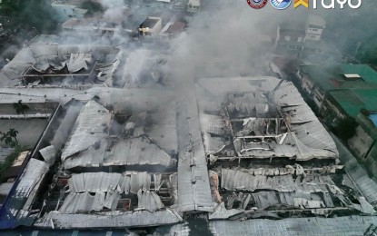 <p><strong>BLAZE</strong>. The San Fernando City public wet market was razed to ashes on Jan. 11, 2024 after a nearly five-hour fire that broke at around 1:45 a.m. A total of 1,156 registered establishments were affected. <em>(Photo courtesy of San Fernando LGU)</em></p>