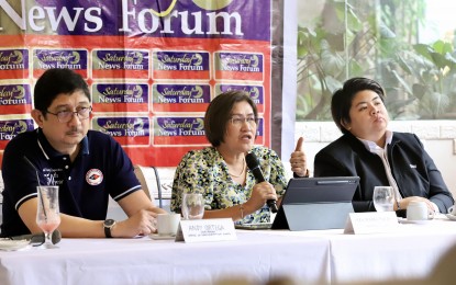 <p><strong>CONSOLIDATED.</strong> Land Transportation Office - Office of Transportation Cooperatives Chairman Andy Ortega (left), Land Transportation Franchising and Regulatory Board (LTFRB) Board Member Riza Marie Paches, and Department of Migrant Workers (DMW) Undersecretary Patricia Yvonne Caunan join as resource persons during a media forum in Quezon City on Saturday (Jan. 13, 2024). The discussion delved into pressing issues concerning overseas Filipino workers and jeepney drivers and operators affected by the ongoing Public Utility Vehicles Modernization Program. <em>(PNA photo by Robert Oswald P. Alfiler)</em></p>