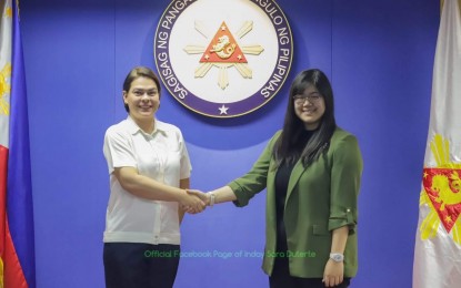 <p><strong>NEW PARTNERSHIP</strong>. Vice President and Education Secretary Sara Z. Duterte (left) and Hannah Sy, head of SM Supermalls Special Projects, meet on Jan. 11, 2024 to discuss future endeavors for K to 12 learners and graduates. In a Facebook post on Wednesday (Jan. 17, 2024), Duterte said SM Supermalls is also planning to launch a Spelling Bee competition for young learners to enrich their spelling skills.  <em>(Photo courtesy of Inday Sara Duterte FB Page) </em></p>