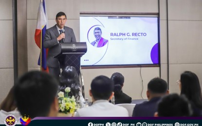 <p><strong>PASSAGE OF REFORMS</strong>. Finance Secretary Ralph Recto on Thursday (Jan. 18, 2024) cites the importance of passing crucial reforms to reduce the country's debt. He urged Congress to work with the Finance department for the passage of these reforms. <em>(Photo from DOF)</em></p>