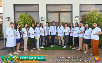 <p>‘<strong>DOCTORS TO THE BARRIOS’.</strong> The newest batch of doctors sent to rural areas in Eastern Visayas in this Jan. 18, 2023 photo. At least 49 medical doctors are now serving Eastern Visayas under the Department of Health’s (DOH) Doctors to the Barrios (DTTB) program to strengthen health services to rural communities. (<em>DOH photo</em>)</p>