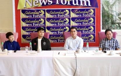 <p><strong>BAGONG PILIPINAS.</strong> Presidential Communications Office Director for Broadcast Production Cris Villonco and Undersecretary for Content Production Gerald Baria, Department of the Interior and Local Government Undersecretary for Project Development Management Odilon Pasaraba and Metropolitan Manila Development Authority Special Event Operations chief Manny Miro (from left) discuss the upcoming “Bagong Pilipinas” (New Philippines) kickoff rally during the Saturday News Forum in Quezon City on Jan. 27, 2024. Villonco said there is an “intense” promotion of the Bagong Pilipinas campaign, which will be launched at the Quirino Grandstand in Manila on Sunday (Jan. 28) to reach all Filipinos and encourage them to take part in transforming the country. <em>(PNA photo by Robert Oswald P. Alfiler)</em></p>