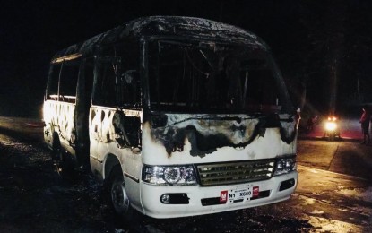 <p><strong>CHARRED.</strong> The modern jeepney burned by four men in Catanauan, Quezon province on Jan. 31, 2024. The police nabbed the suspects in a follow-up operation in Mulanay town on Thursday (Feb. 1). <em>(Photo courtesy of APC-SL)</em></p>